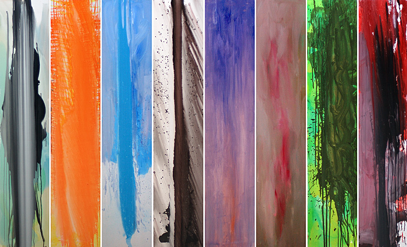 Nikola Dimitrov, 2006, Die Sieben Todsünden, 8-teilig, je 250 x 50 cm