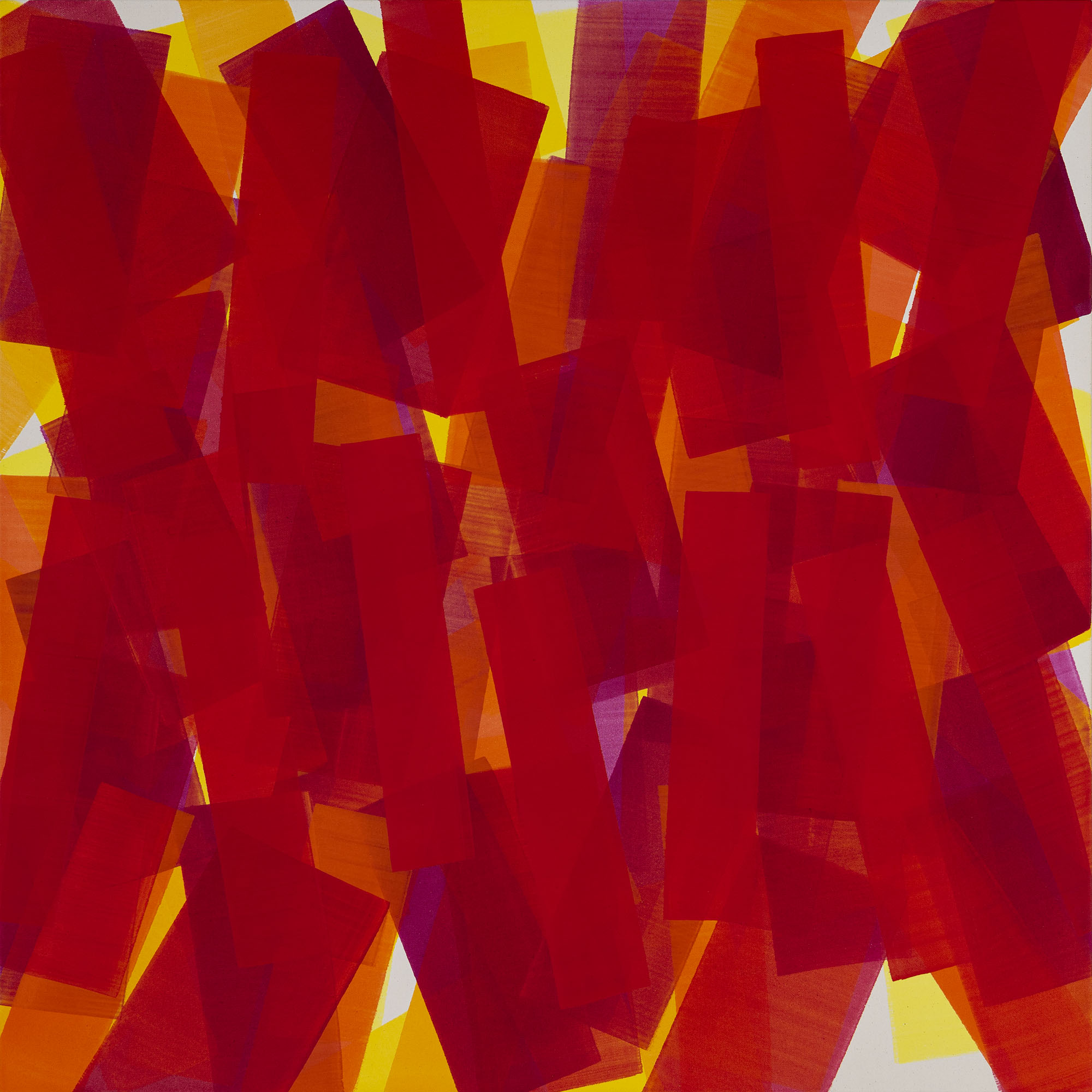 Nikola Dimitrov, KlangRaumRot, 2024, Pigmente, Bindemittel auf Leinwand, 100 x 100 cm