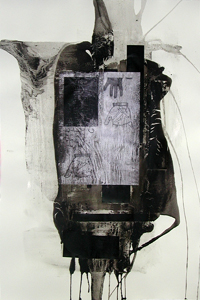 Nikola Dimitrov, Aneignung, 2003, 79 x 53 cm, Collage, Acryl und Tusche auf Bütten