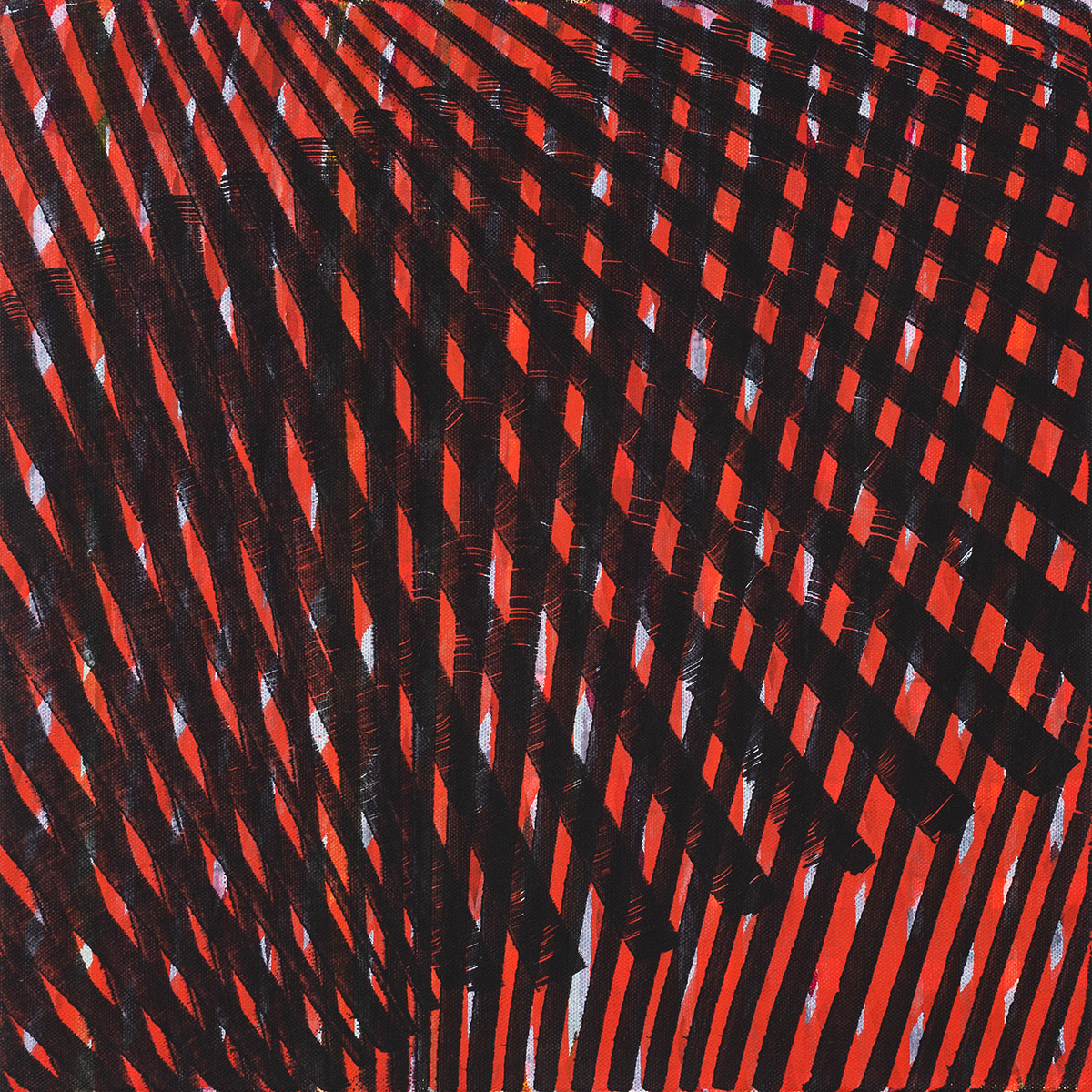 Nikola Dimitrov, Kleine Komposition RotSchwarz, 2017, Pigmente, Bindemittel auf Leinwand, 40 × 40 cm