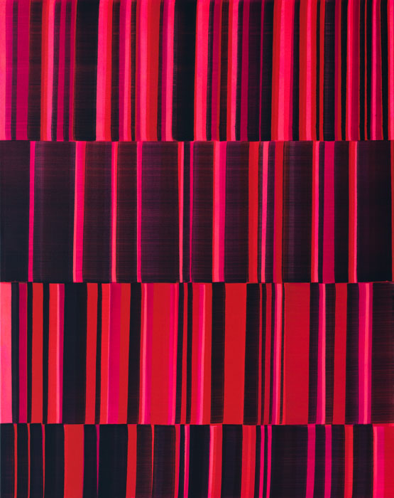 Nikola Dimitrov, KlangRaumRot III, 2017, Pigmente, Bindemittel, Lösungsmittel auf Leinwand, 140 x 110 cm