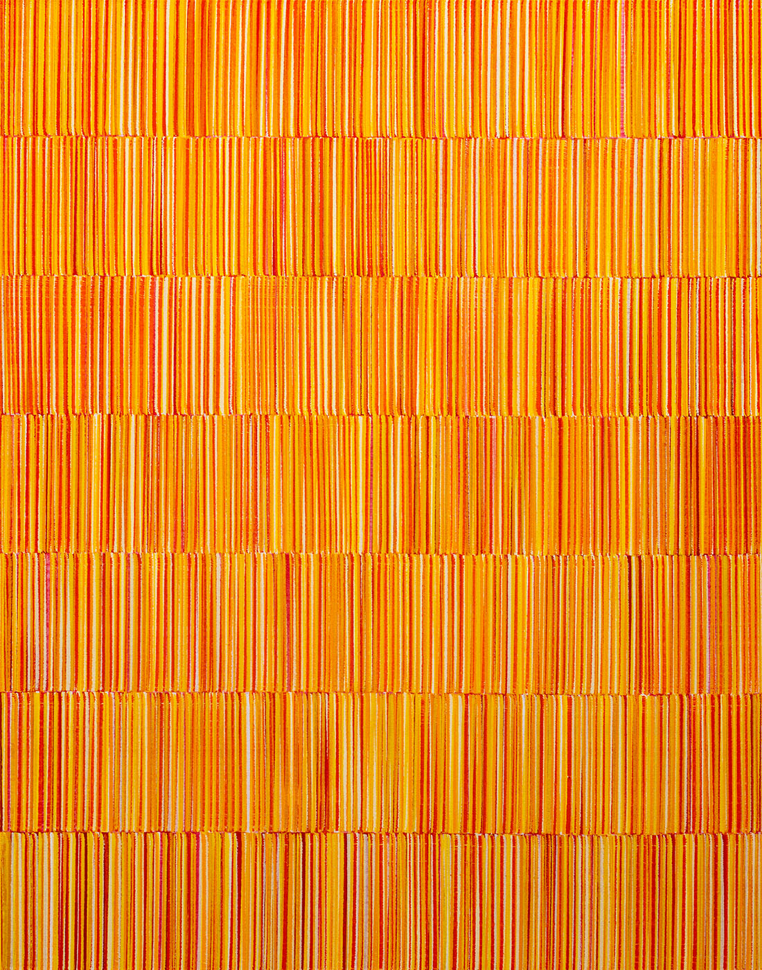 Nikola Dimitrov, Farbraum OrangeGelb I, 2019, Pigmente, Bindemittel auf Leinwand, 140 × 110 cm