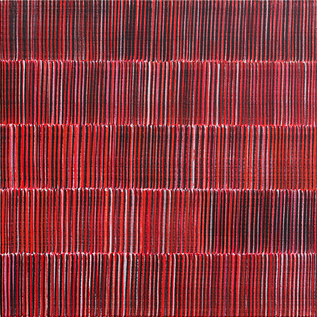Nikola Dimitrov, Kleine Komposition Rot II, 2019, Pigmente, Bindemittel auf Leinwand, 40 × 40 cm