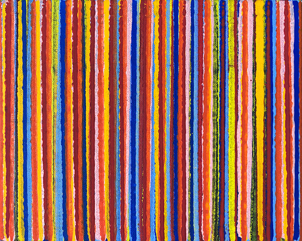 Nikola Dimitrov, Farblinien VIII, 2019, Pigmente, Bindemittel auf Leinwand, 20 x 25 cm