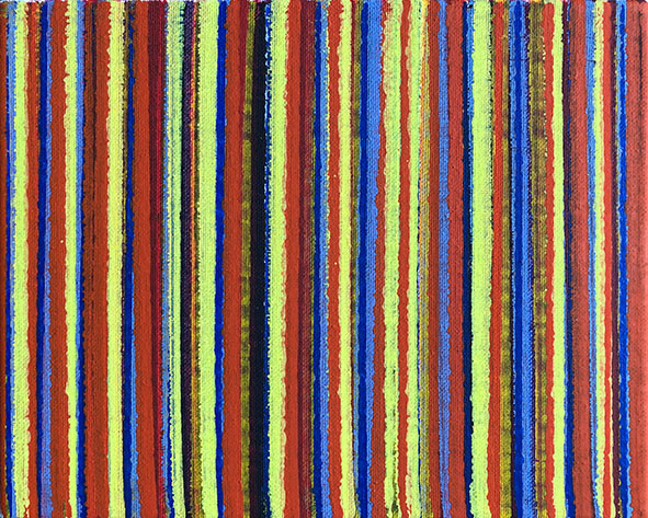 Nikola Dimitrov, Farblinien XII, 2019, Pigmente, Bindemittel auf Leinwand, 20 x 25 cm