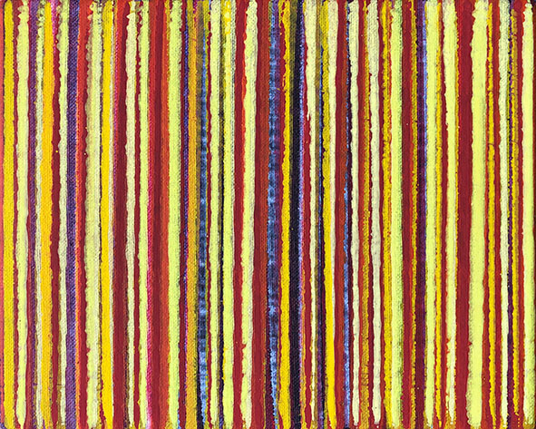 Nikola Dimitrov, Farblinien XVII, 2019, Pigmente, Bindemittel auf Leinwand, 20 x 25 cm