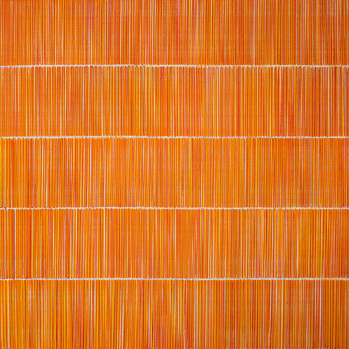Nikola Dimitrov, RoterKlangRaum IV, 2022, Pigmente, Bindemittel auf Leinwand, 100 × 100 cm