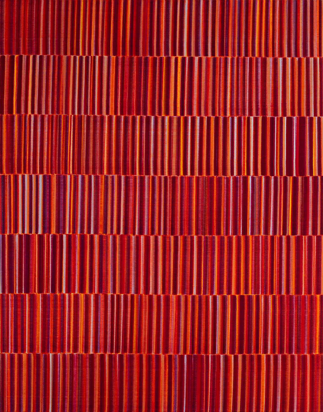 Nikola Dimitrov, Rot im Rhythmus III, 2022, Pigmente, Bindemittel auf Leinwand, 140 × 110 cm