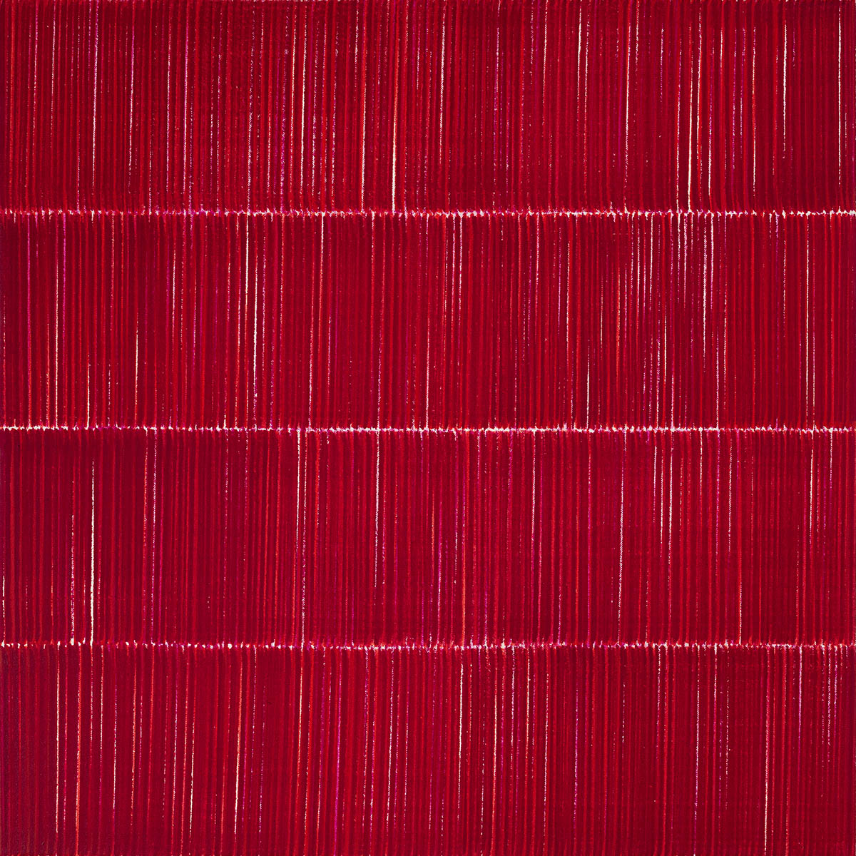 Nikola Dimitrov, RoterKlang, 2022, Pigmente, Bindemittel auf Leinwand, 80 × 80 cm