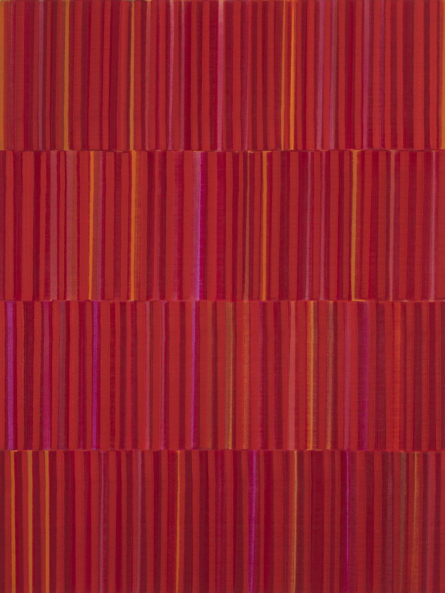 Nikola Dimitrov, Klangraum Rot II, 2023, Pigmente, Bindemittel auf Leinwand, 80 × 60 cm
