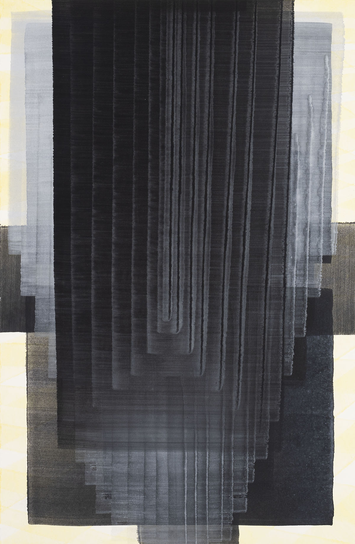 Nikola Dimitrov, Kleine Komposition VII, 2023, Pigmente, Bindemittel auf Bütten, 46 × 30 cm