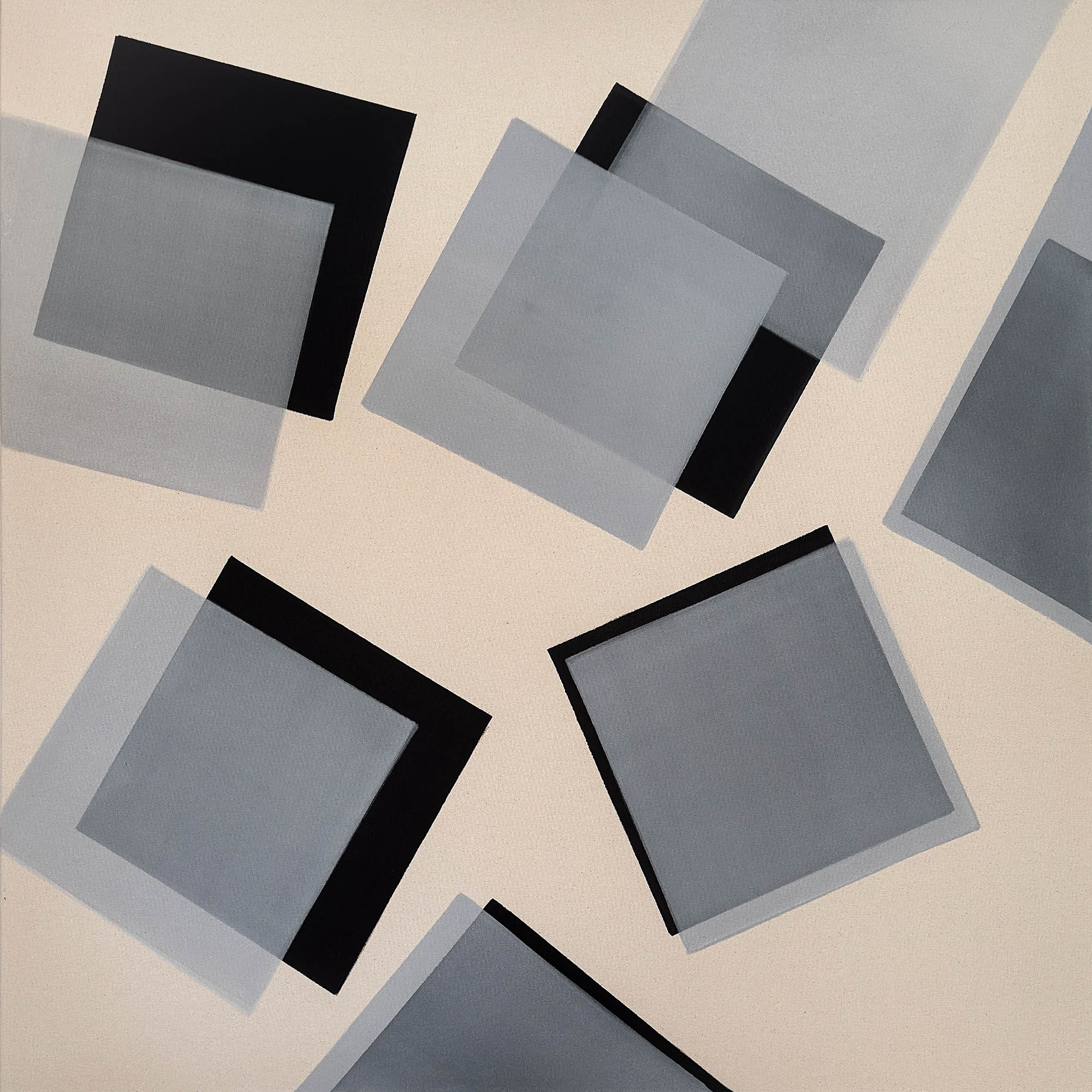 Nikola Dimitrov, Fuge I, 2026, Pigmente, Bindemittel auf Leinwand, 140 x 140 cm