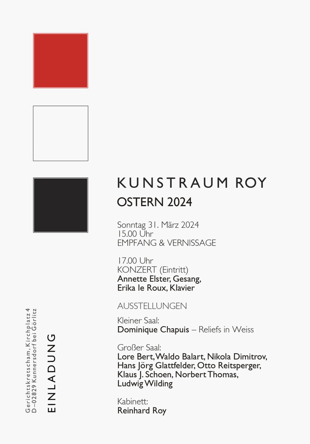 Ostern 2024, Vernissage und Konzert, Kunstraum Roy